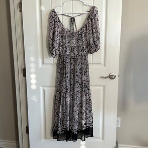 By Anthropologie black and pink floral dress size S